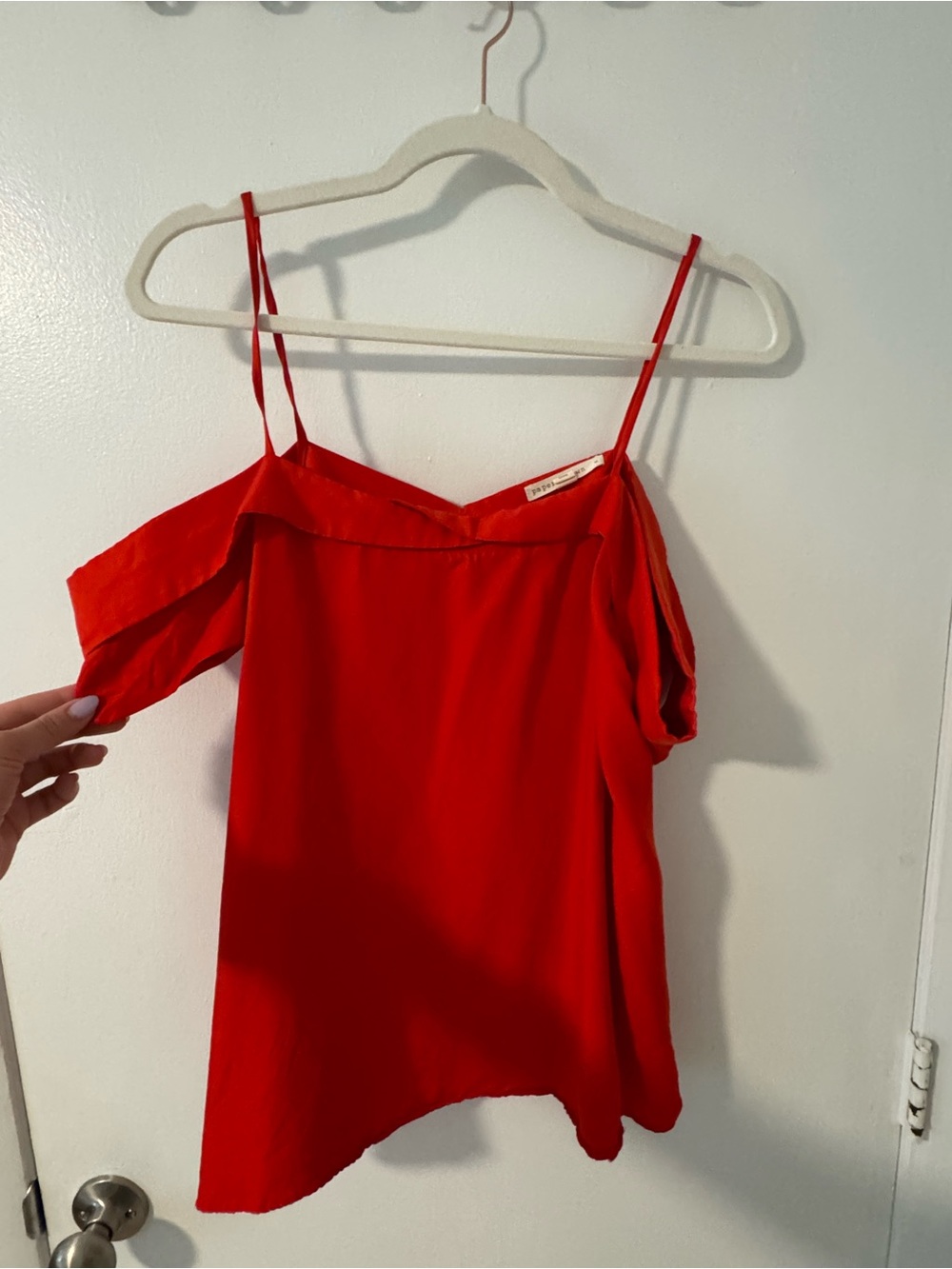Paper Crown Red Cold-Shoulder Spaghetti Strap Camisole